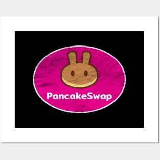 PancakeSwap CAKE Crypto Coin Magenta Vintage Oval Posters and Art